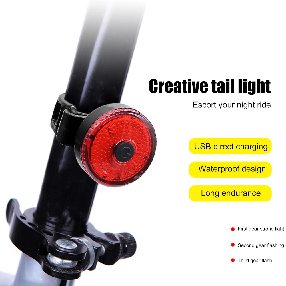 Đèn LED 3 Bóng Gắn Đuôi Xe Đạp Sạc USB Chống Thấm Nước