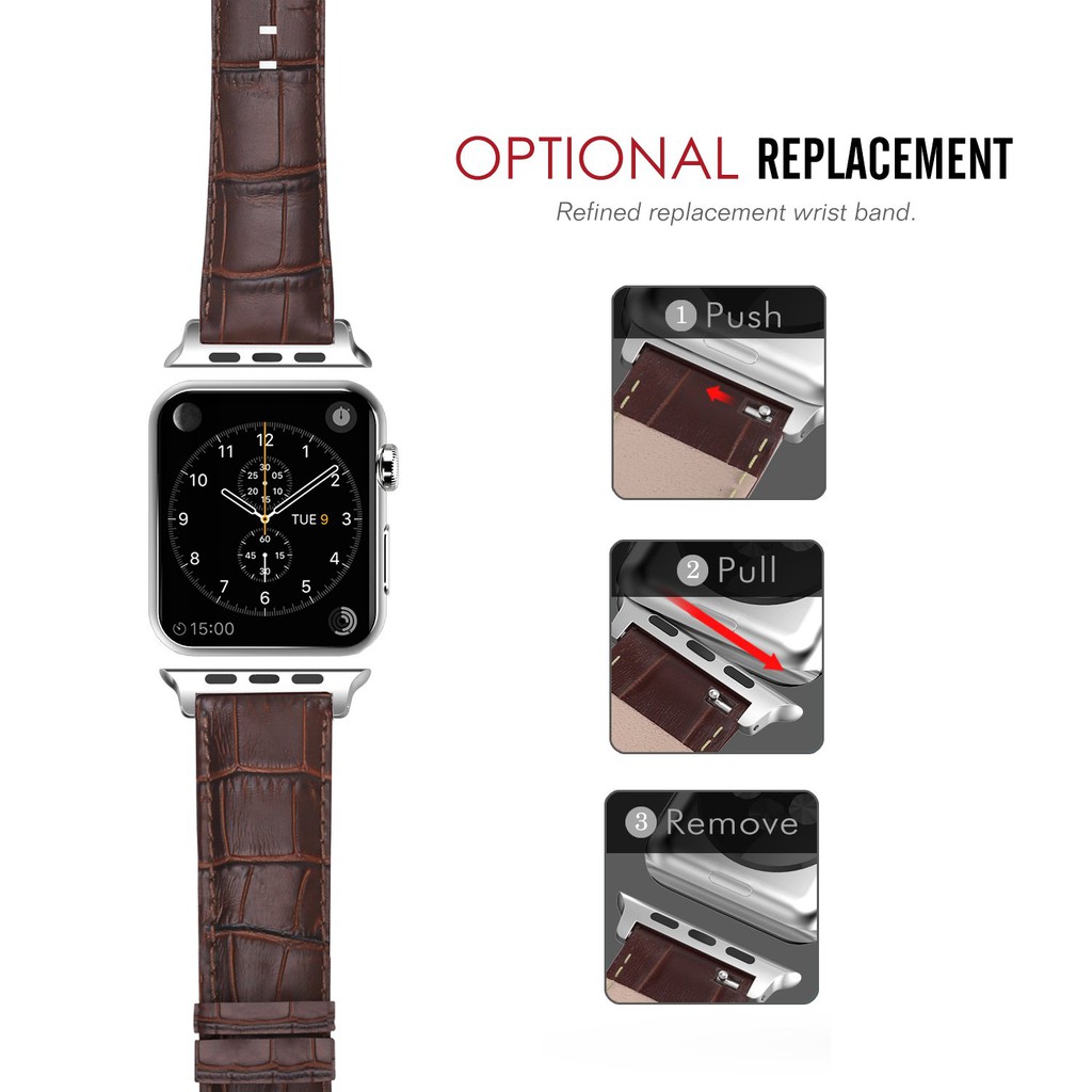 Dây đeo họa tiết da cá sấu thích hợp cho Apple Watch dòng 6 / Se / 5 / 4 / 3 / 2 / 1 Iwatch 38mm 40mm 42mm 44mm