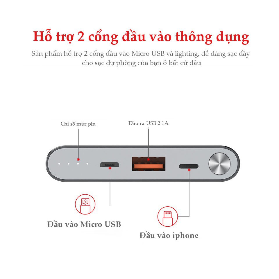 Sạc dự phòng Yoobao Polymer Slim 10000mAh A1 - Hàng chính hãng