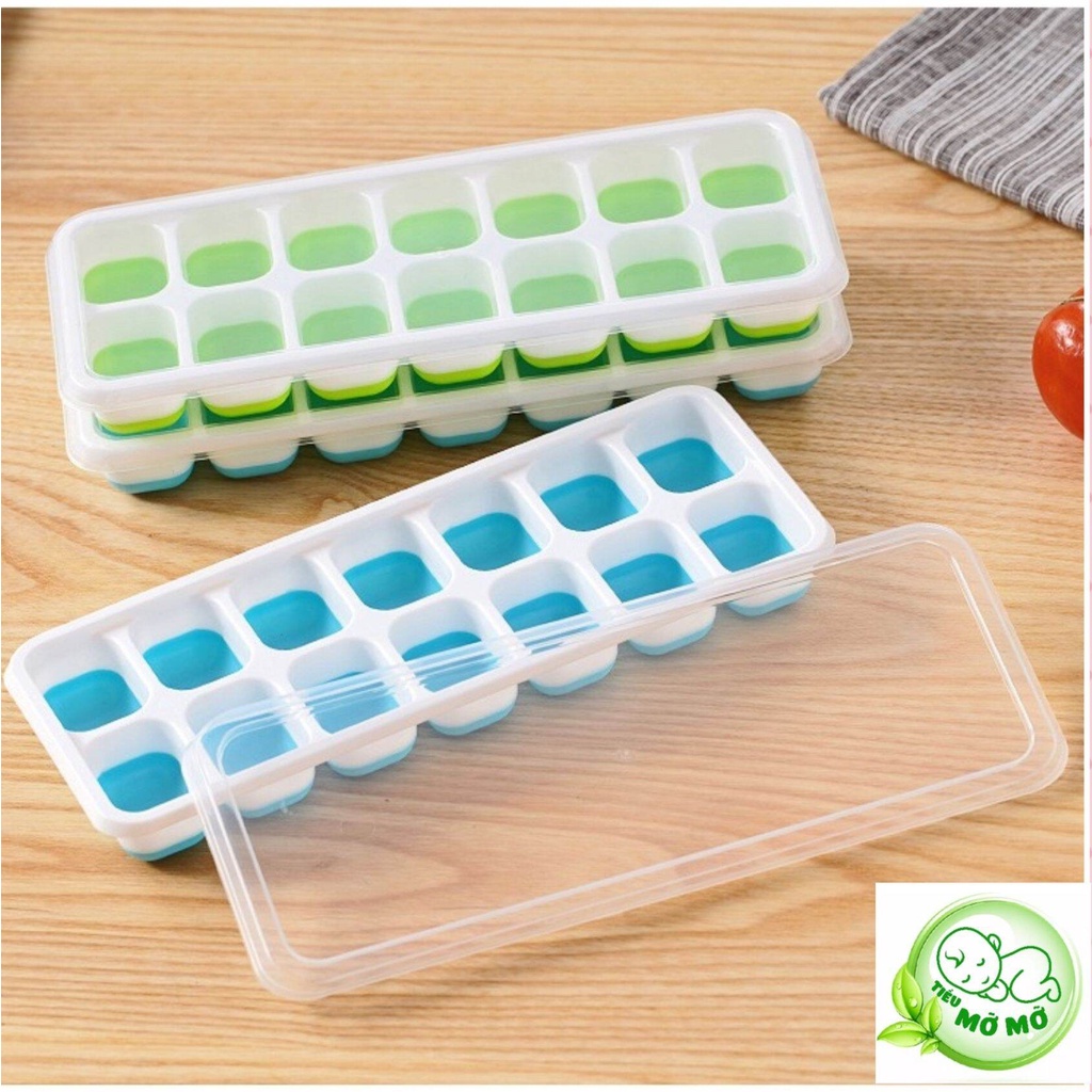 Khay Làm Đá Trữ Đông Silicol 14 Viên Có Lắp Đậy An Toàn