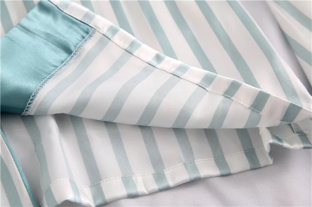 Bộ Đồ Ngủ Lụa Satin Mặc Nhà Pijama Cao Cấp Hoạ Tiết Kẻ Sọc H98 ( kèm video)