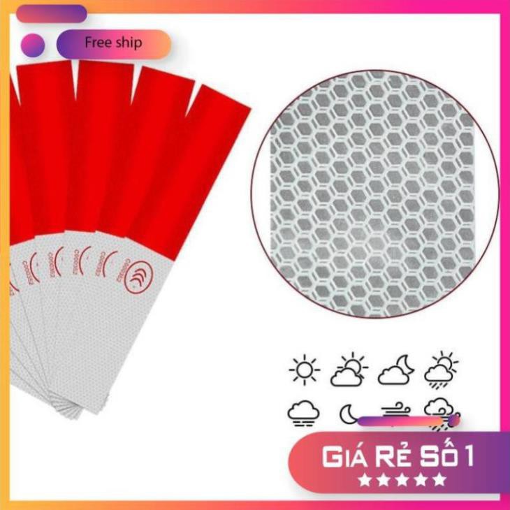 ⚡️GIÁ GỐC⚡️ Miếng Dán Phản Quang, Decal Báo Hiệu_Cảnh Báo Nguy Hiểm Cho Xe Hơi, Xe Tải (Đỏ Trắng)