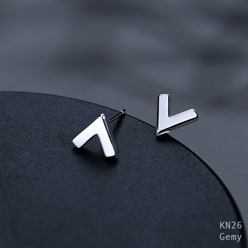 Bông tai, Khuyên tai nam nữ bạc cao cấp Victory thiết kế chữ V đơn giản, cá tính, unisex KN26(1 chiếc)| GEMY SILVER