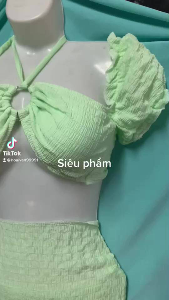 hàng có sẵn sét 3 món bikini trể vai tay phồng chất xốp | BigBuy360 - bigbuy360.vn