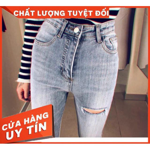 QUẦN SKINNY JEANS LƯNG CAO RÁCH CẮT- hình thật ảnh bìa | BigBuy360 - bigbuy360.vn
