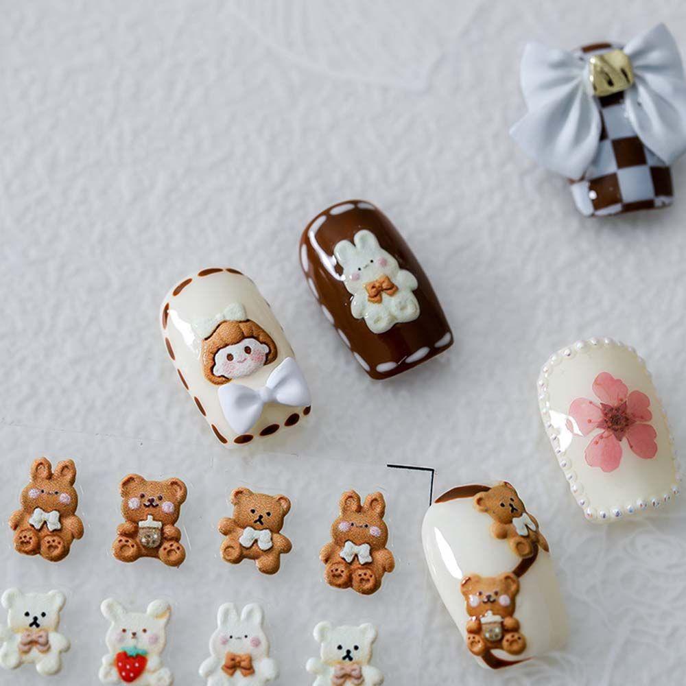USNOW Nail Art Sticker Cute Cartoon Nail Decals Little Bear Love Heart Rabbit DIY Nail Art Tool