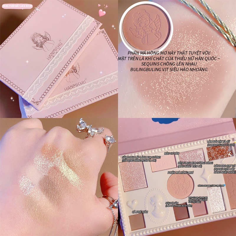 phấn mắt romand 10 ô -rosiebeautie siêu mịn chống thấm nước Tông Nhũ Và Lì-URB10YYP