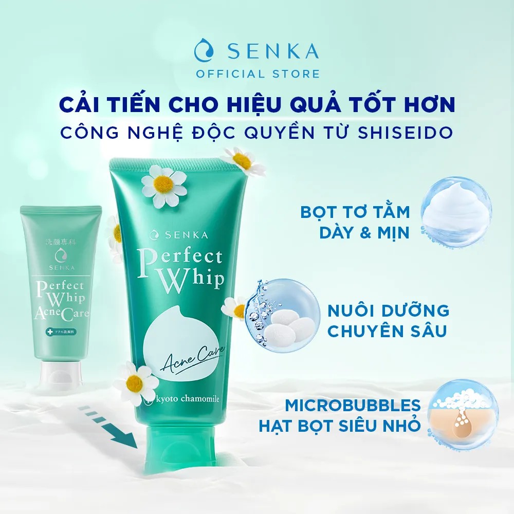 Sữa rửa mặt dành cho da mụn Senka perfect whip acne care 100g