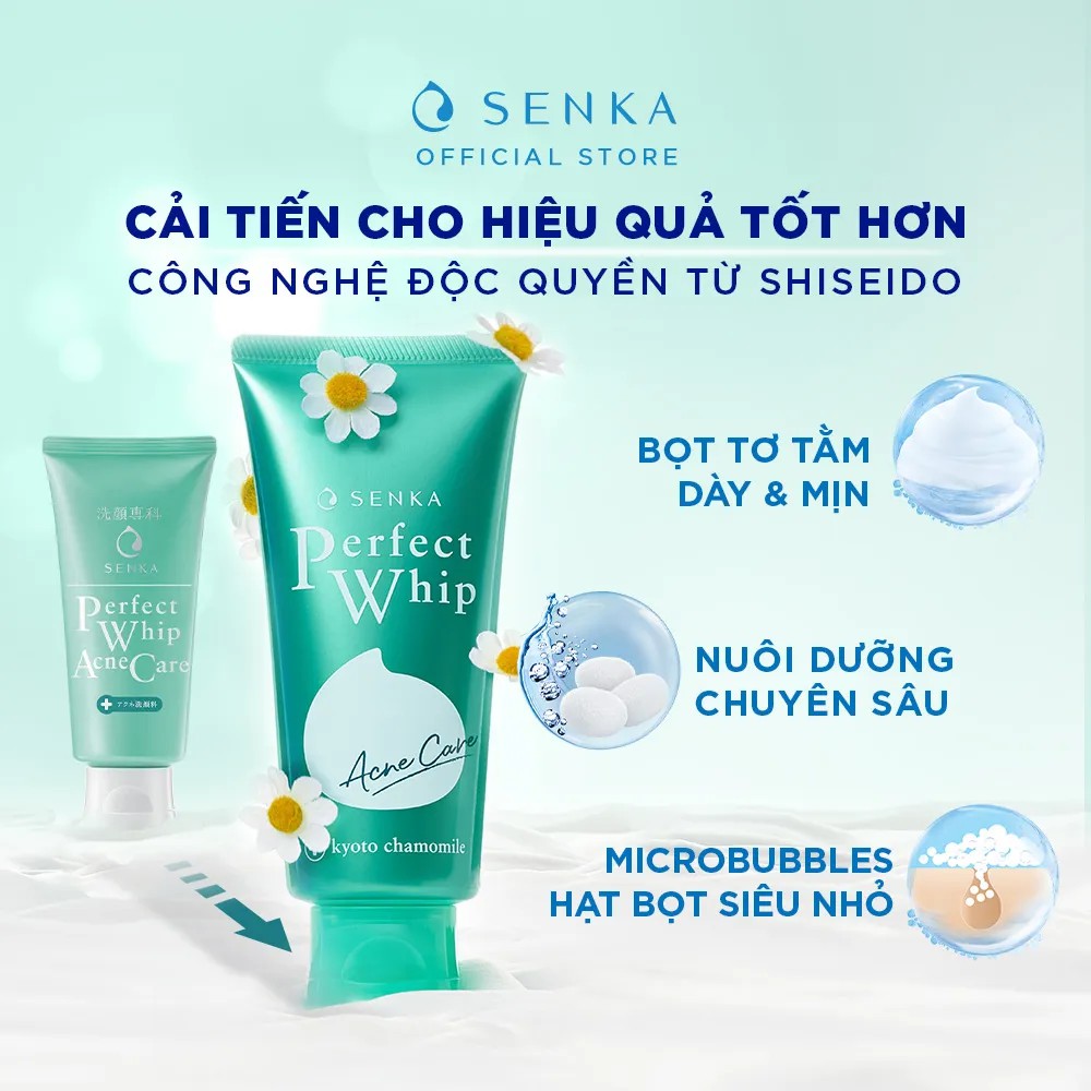 [MUA 1 TẶNG 1] Sữa rửa mặt dành cho da mụn Senka perfect whip acne care 100g