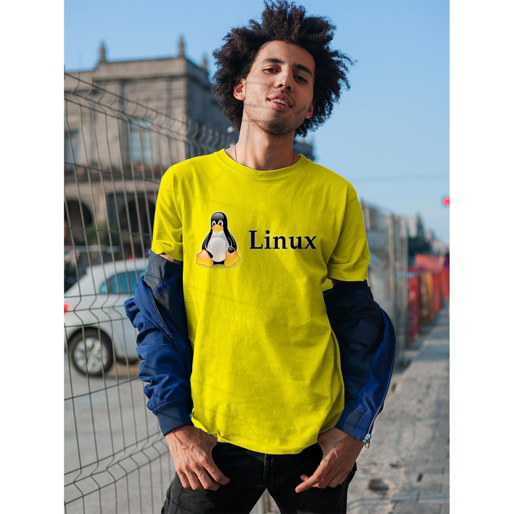 Áo thun in hình hệ điều hành Linux và chú cánh cụt dễ thương