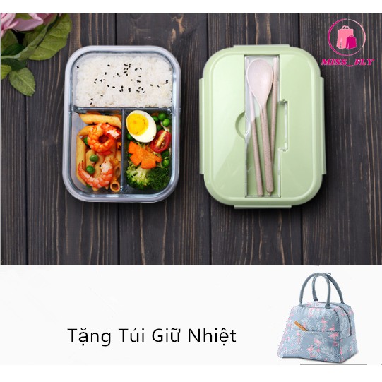 Hộp Cơm Thủy Tinh 3 Ngăn Văn Phòng Chất Liệu Cao Cấp Quay Lò Vi Sóng Thoải Mái, Tiện Dụng Mang Đi Mọi Nơi