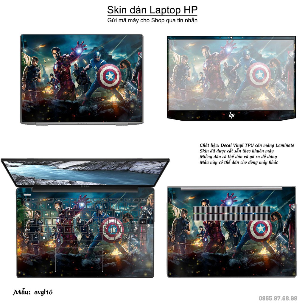 Skin dán Laptop HP in hình Avenger _nhiều mẫu 4 (inbox mã máy cho Shop)