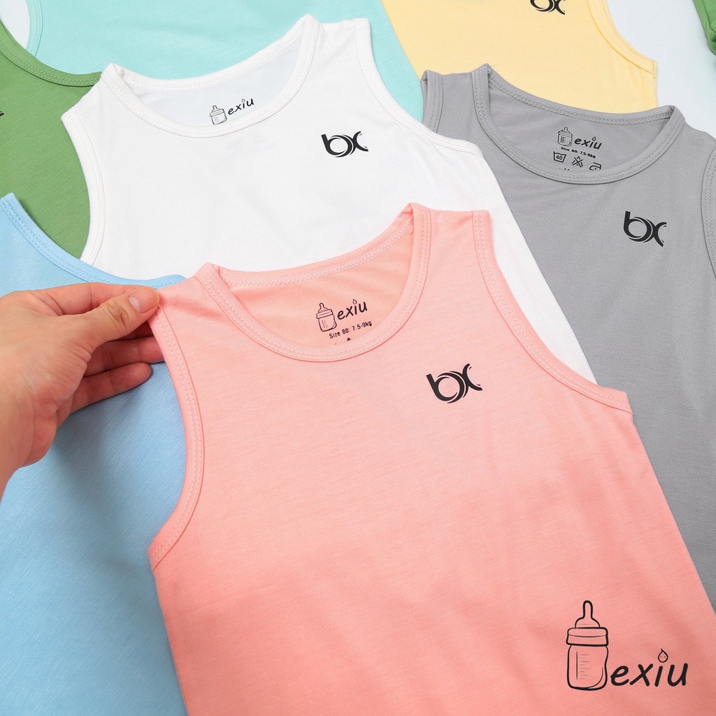 Bộ ba lỗ màu Bexiu vải cotton lạnh mát, mềm mượt cao cấp cho bé 7-19kg