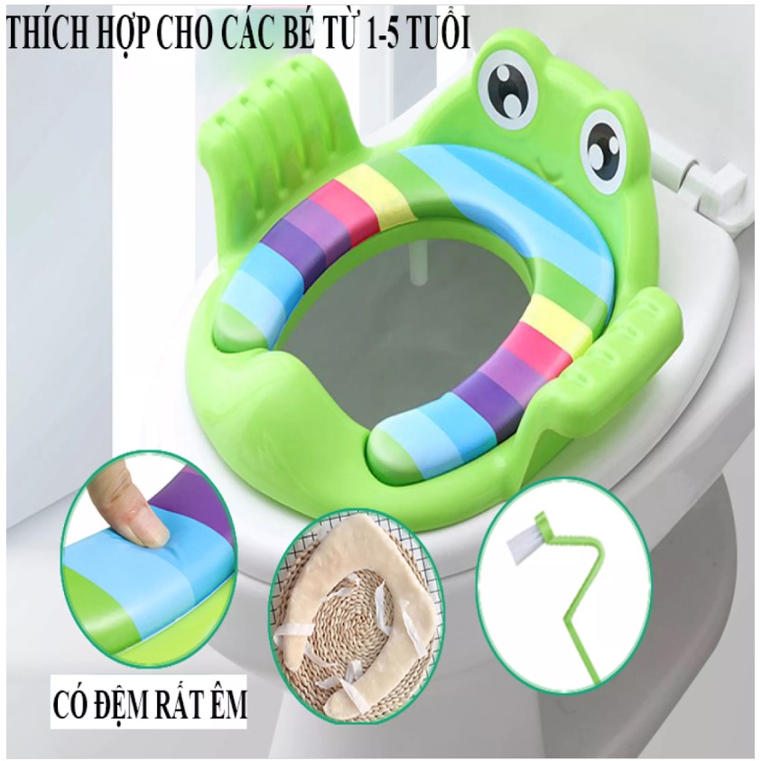 Bệ Lót Thu Nhỏ Bồn Cầu Có Tay Vịn Hình Ếch Dễ Thương Cho Bé