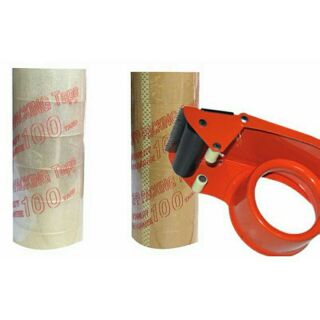 Combo 6 cuồn băng keo 100ya trong hoặc đục gồm dụng cụ cắt băng keo