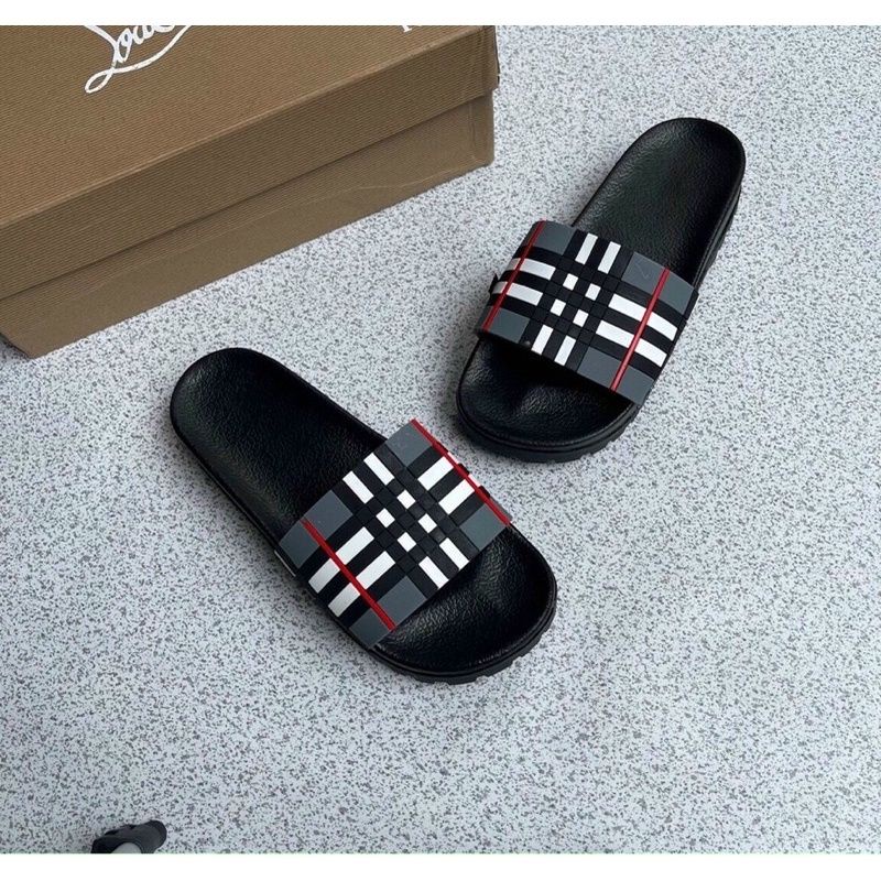 Dép thời trang quai ngang nam đẹp kẻ ô 2 màu.hàng sẵn kho từ 38-43