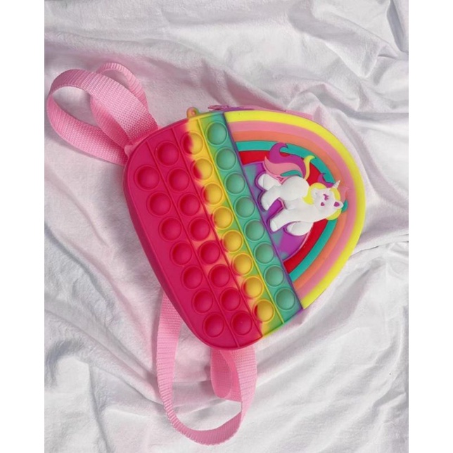 Balo Pop It Kỳ Lân Màu Cầu Vồng Dễ Thương