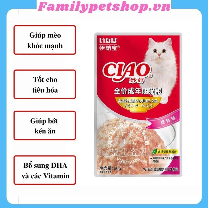 Pate cho mèo Ciao gói 60g-thức ăn cho mèo nhiều vị-familypetshop.vn