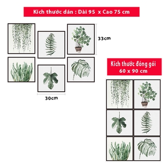 Decal dán tường Sticker dán tường in chất lượng cao có keo mặt sau mẫu hoa lá phong cách vintage ZH53
