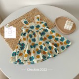 Váy bé gái, Váy Hoa 2 Dây Bản To Chạy Viền Ren Xinh Xắn Cho Bé Gái Vintage VAY017