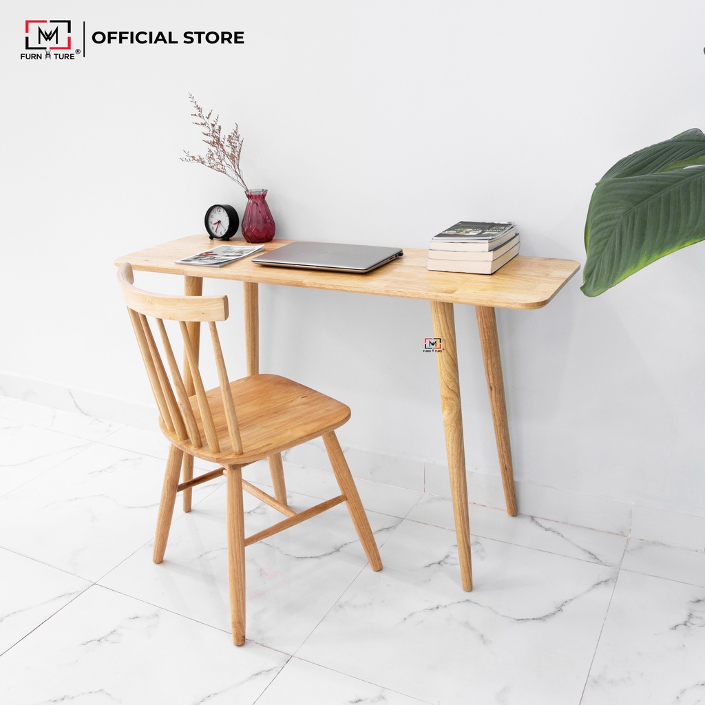 Nowship hcm - Bàn làm việc gỗ cao su cao cấp Long Table không vạt thương hiệu MW FURNITURE