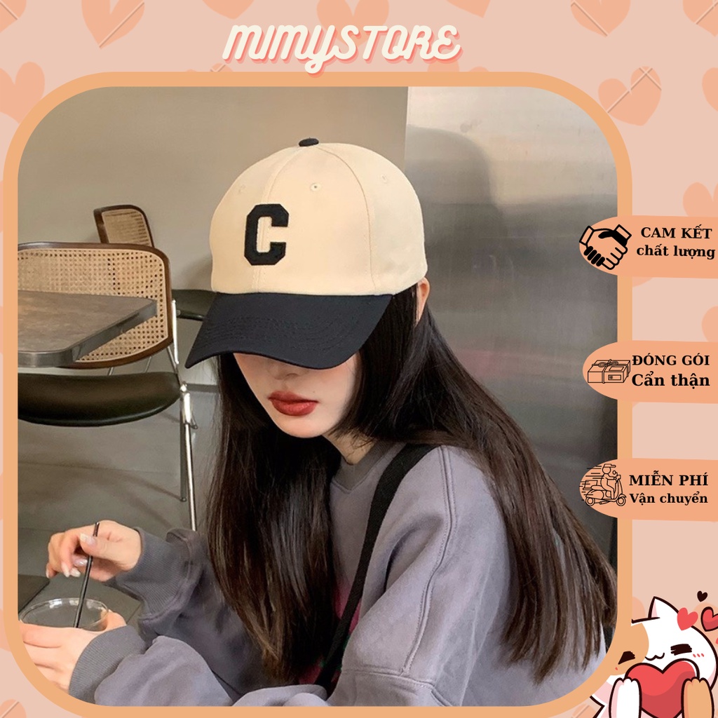 Mũ lưỡi trai chữ C chất liệu vải kaki cao cấp form cứng phong cách nón lưỡi trai Hàn Quốc đẹp giá rẻ