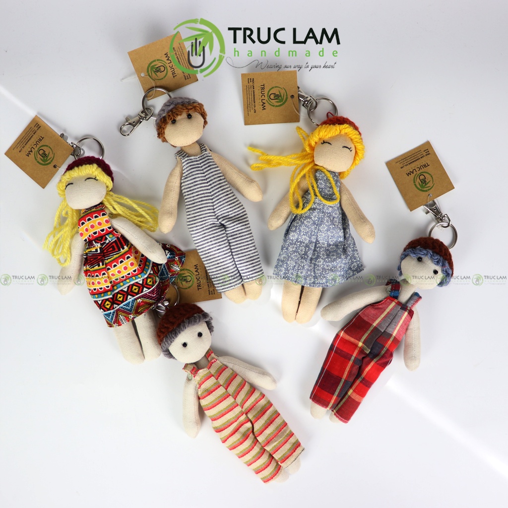 Móc Chìa Khóa Hình Búp Bê Nam Nữ Nhiều Màu Sắc – Trúc Lâm Handmade