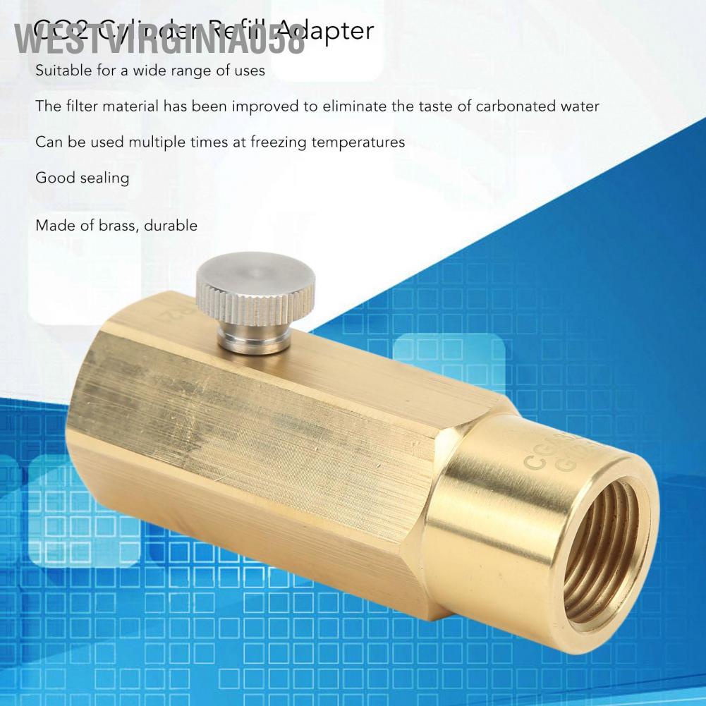 Westvirginia058 Bộ điều hợp nạp đầy xi lanh CO2 Đồng thau có nhiệt độ thấp bình chiết rót cho chai nước ngọt