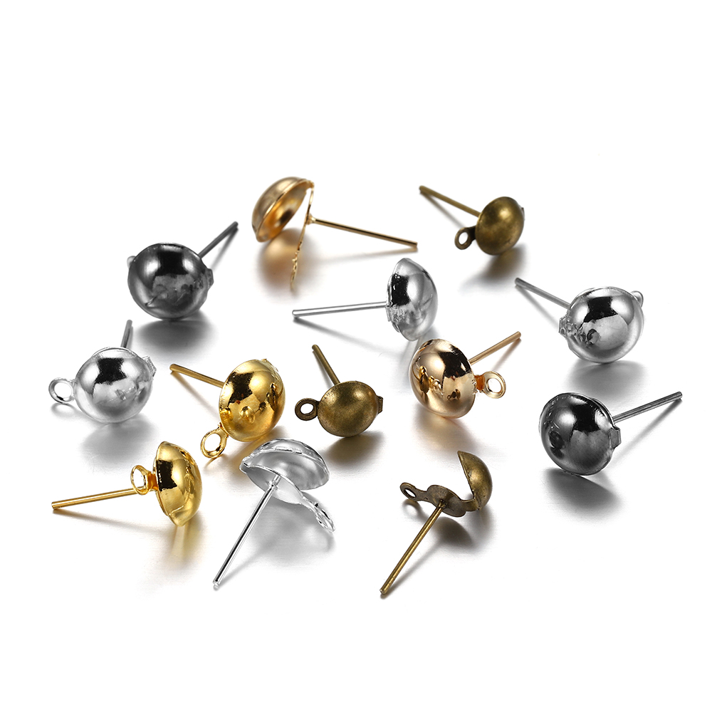 50-100 cái / lốc 4 5 6 8 10mm bông tai bi  bóng hợp kim để tự làm đồ trang sức thủ công Làm phát hiện phụ kiện Nguồn cung cấp