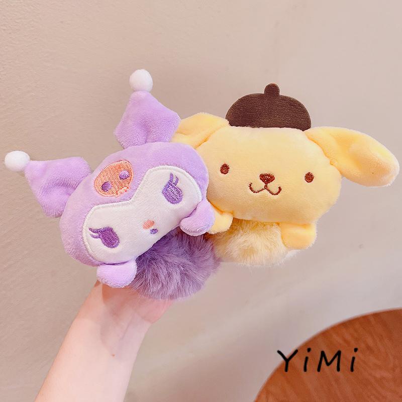Dây cột tóc lông thú bông Sanrio kuromi dễ thương