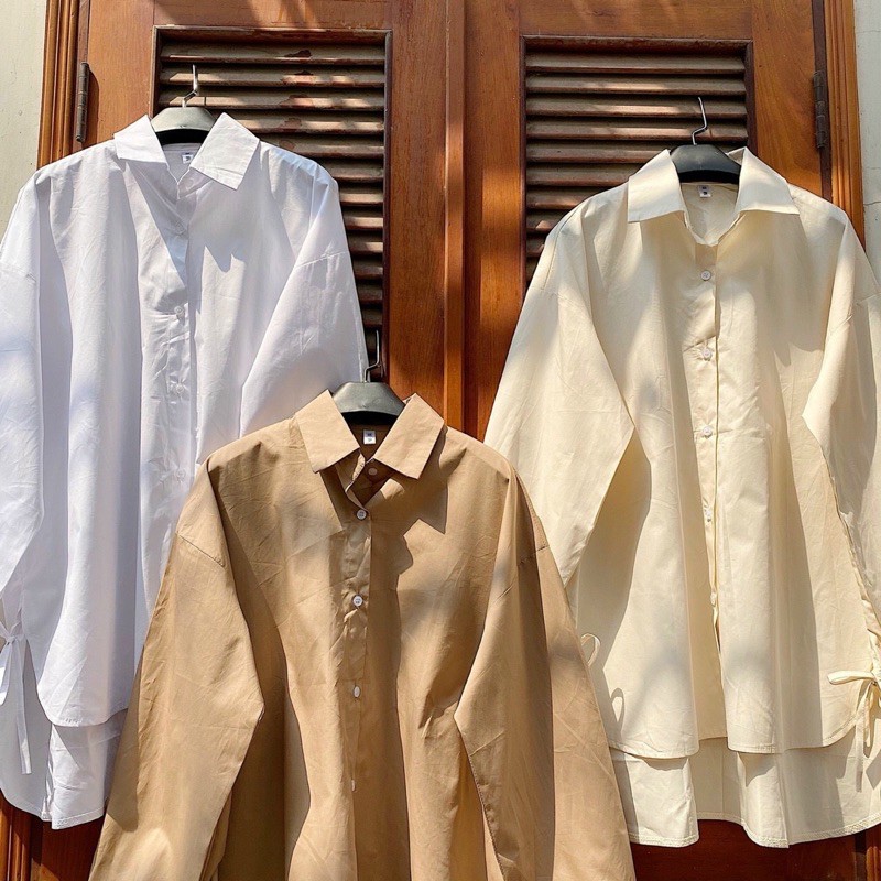 Áo Kiểu SIN SHIRT sơ mi tay dài form oversize tone màu basic hàng nhập quảng châu dày dặn