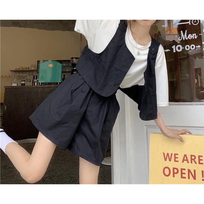 Bộ Áo Thun + Quần Short Dáng Rộng 2022 Thời Trang Mùa Hè Phong Cách Hàn Quốc Cho Nữ