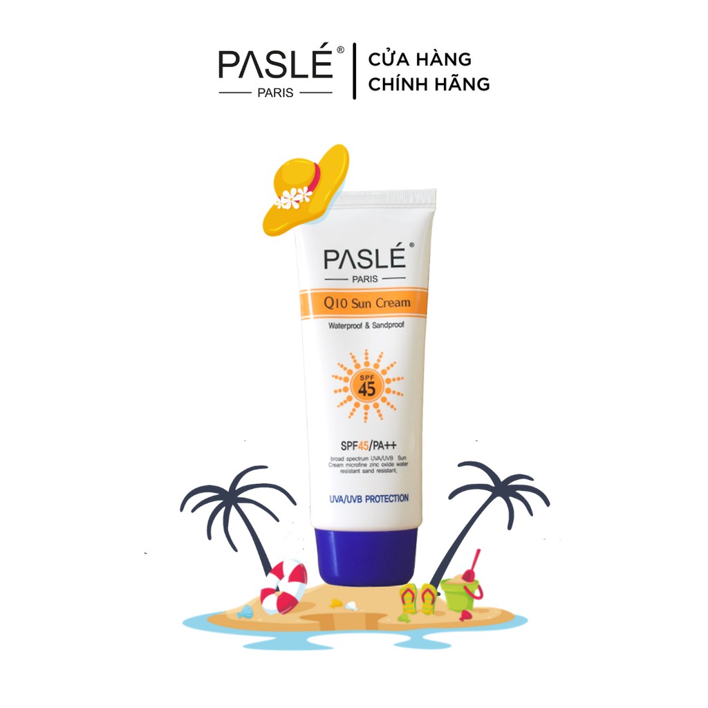 Kem Chống Nắng Q10 SUN CREAM XANH PASLÉ Bảo Vệ Da 4 Mùa [SPF 45 PA++] - 100g/tuýp.