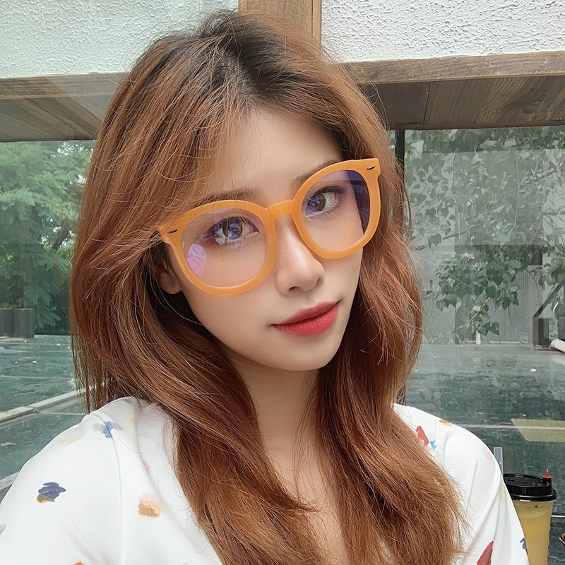 Kính cận thời trang mắt tròn cao cấp  chống tia UV phong cách Hàn Quốc đẹp không độ 063