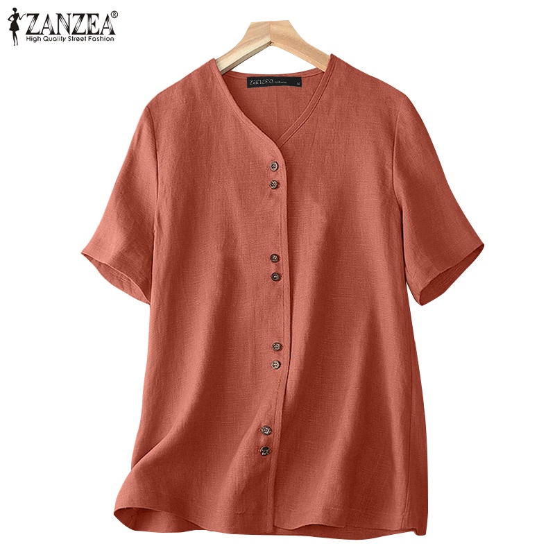 Zanzea Áo Thun Ngắn Tay Cổ Chữ V Form Rộng Thời Trang Dành Cho Nữ