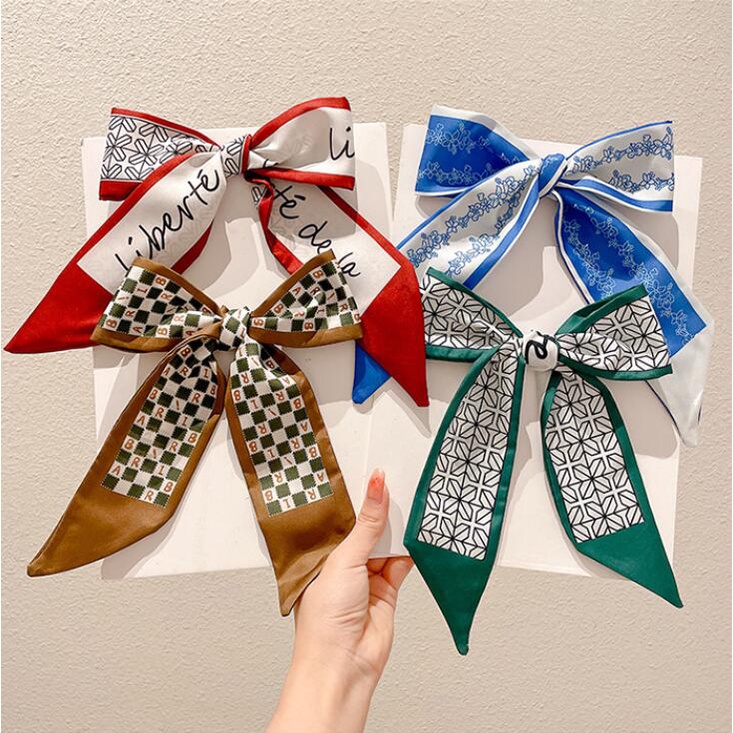 Dây Buộc Tóc Dài Bằng Lụa Màu Xanh Lá Thời Trang Cho Nữ