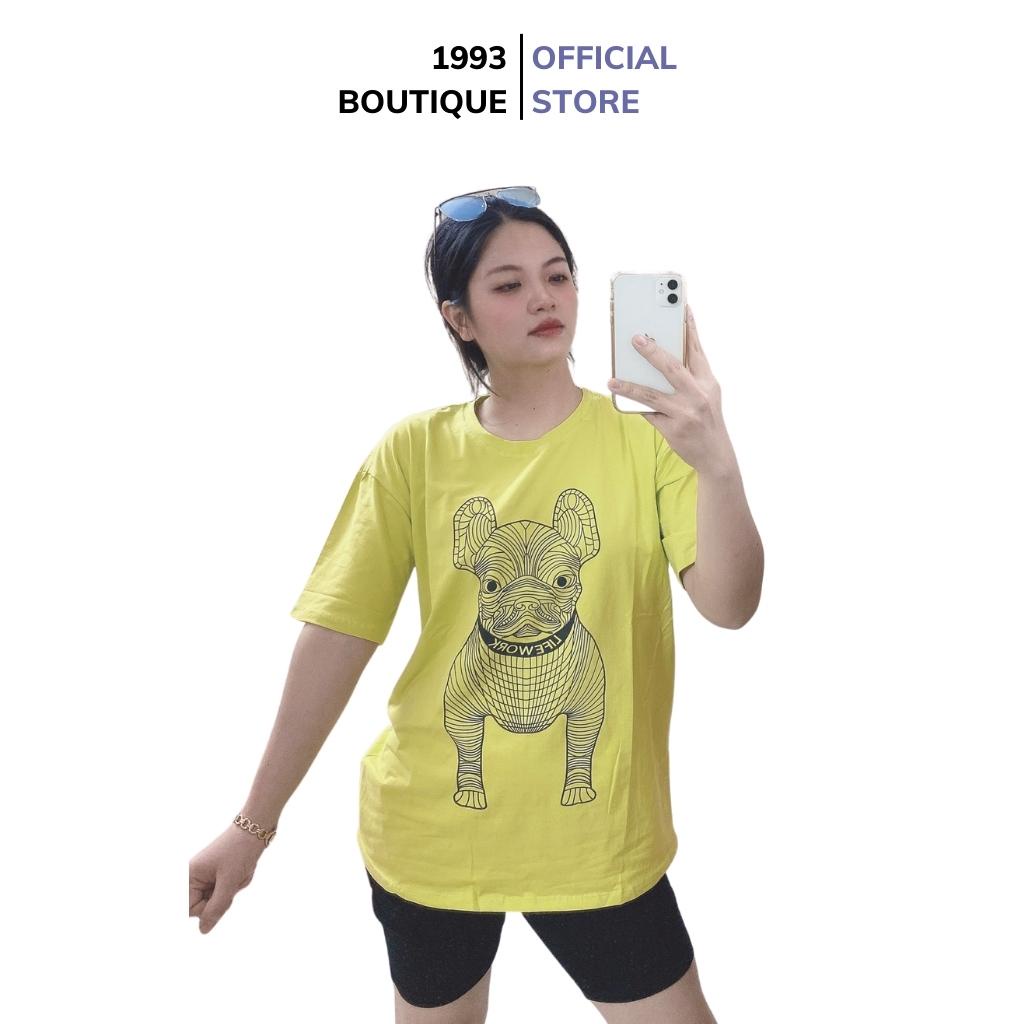Áo phông ngắn tay nữ form rộng rách chất thun cotton cổ tròn