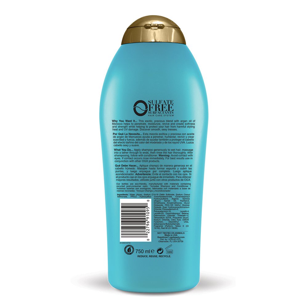 Dầu gội và xả ogx renewing argan oil of morocco phục hồi tóc hư tổn dành cho tóc xơ rối gãy rụng 750ml