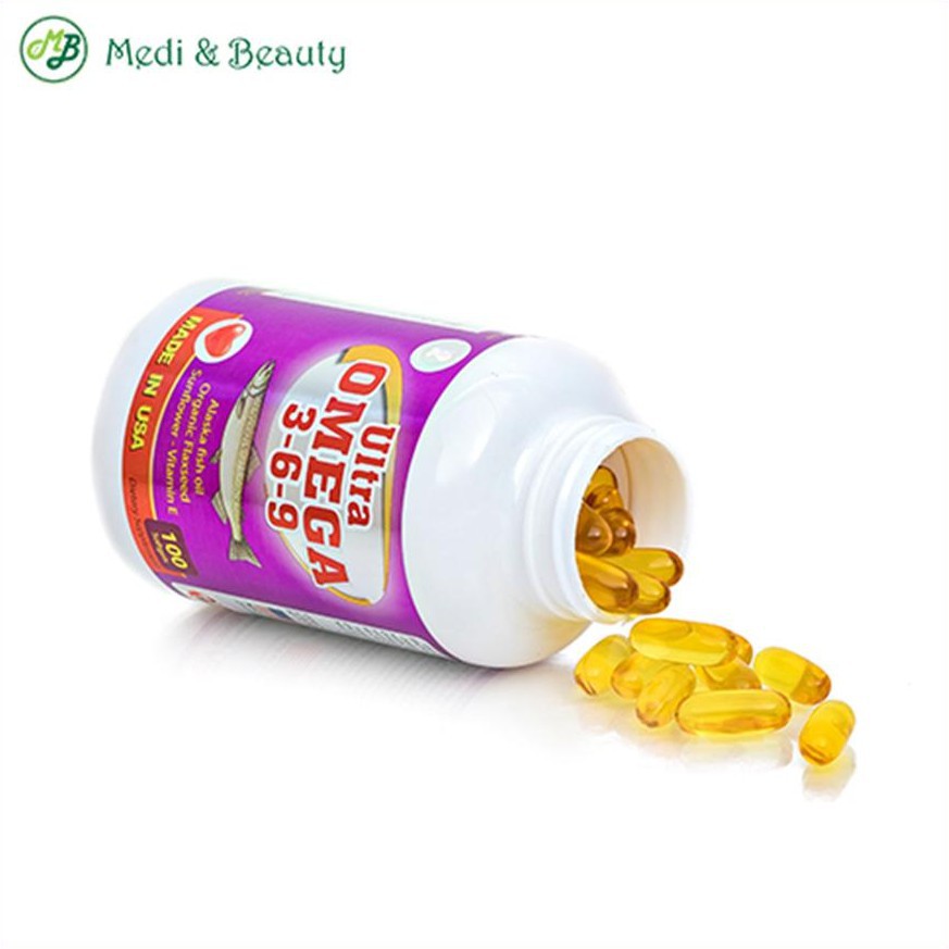 GIẢM GIÁ Combo Dầu cá hoạt huyết , sáng mắt - ULTRA OMEGA 369 _USA _Medi&Beauty _chai 100 viên. SALE KHÔ MÁU