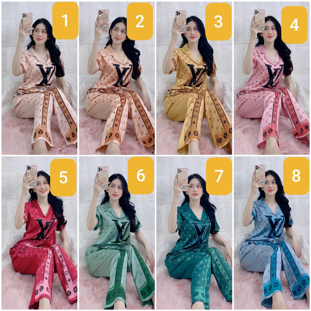 Bộ Pijama lụa satin thiết kế in 3D cao cấp TNQD LV ( form dưới 60 Kg )