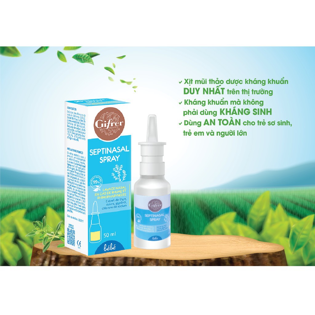 [Date 10.2023] Fysoline - Xịt muối Septinasal spray 50ml - Vệ sinh mũi cho bé số 1 tại Pháp