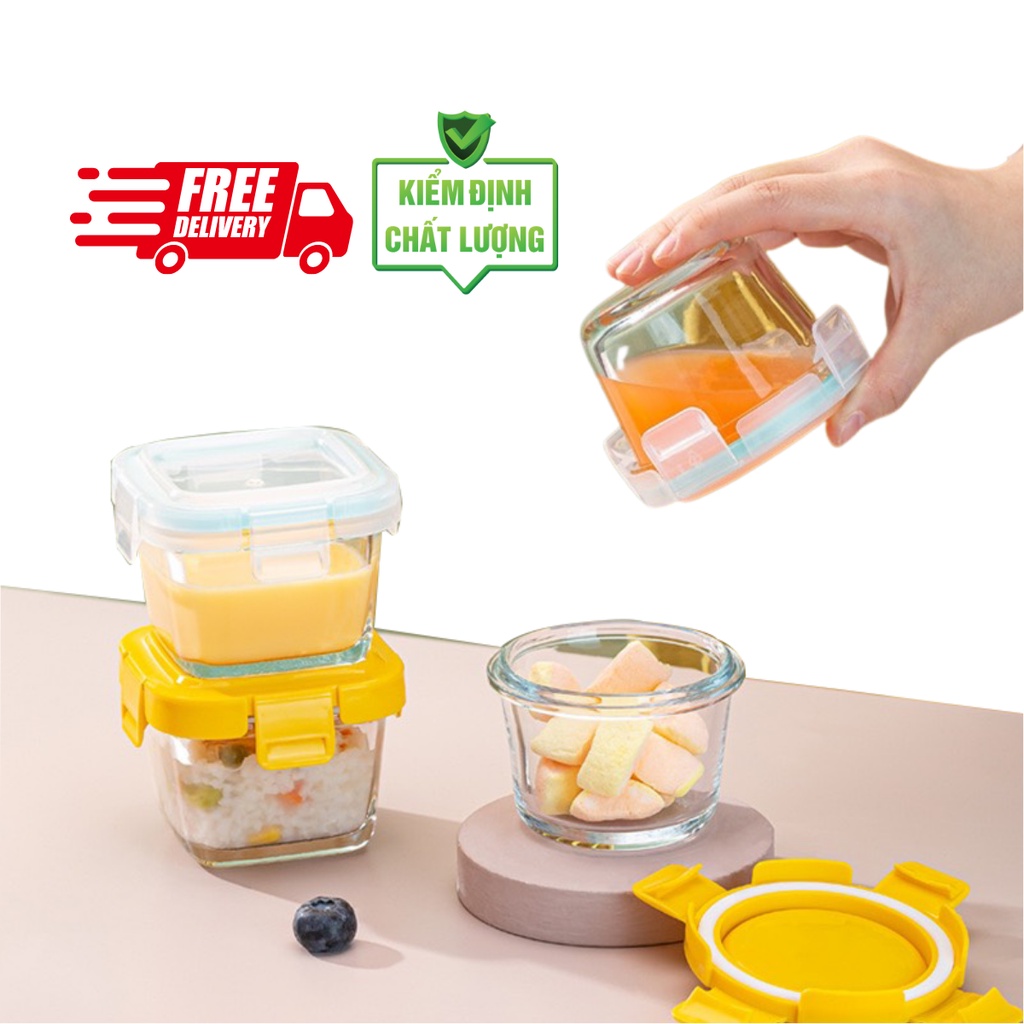 Hộp Trữ Thức Ăn Dặm Cho Bé, Hộp Trữ Đông Ăn Dặm Chất Liệu Thủy Tinh Cao Cấp