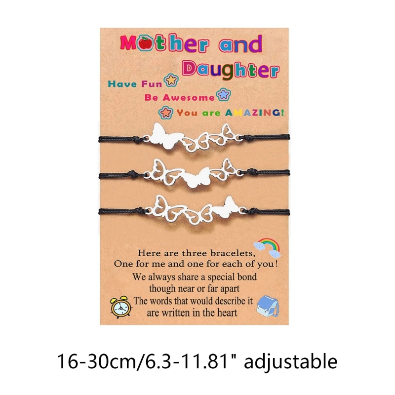 Vòng Tay Dây Thừng Mặt Hình Bướm Rỗng Phù Hợp Cho Mẹ Và Con Gái