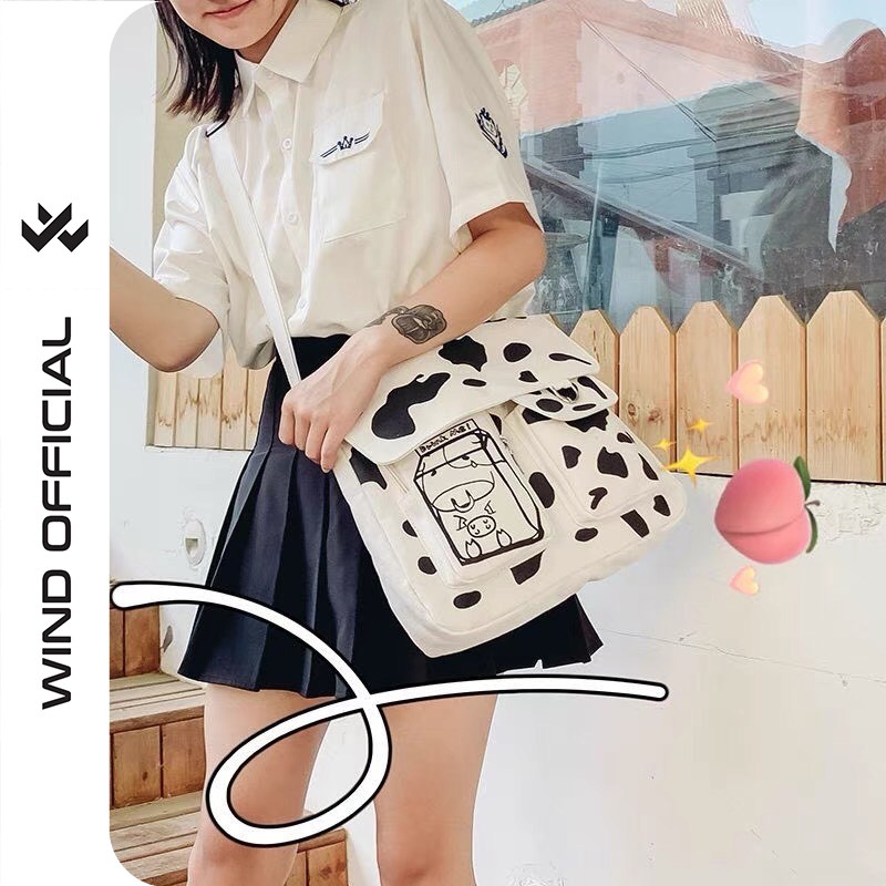 [Mã SKAMA06 giảm 8% tối đa 50K đơn 250K] Túi đeo chéo Wind unisex vái Canvas hoạ tiết Drink Me nam nữ phong cách ulzzang | BigBuy360 - bigbuy360.vn