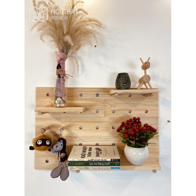 Bảng Trang Trí Lỗ, Bảng Trang Trí Pegboard Gỗ Tự Nhiên kích thước 40cm x 60cm.