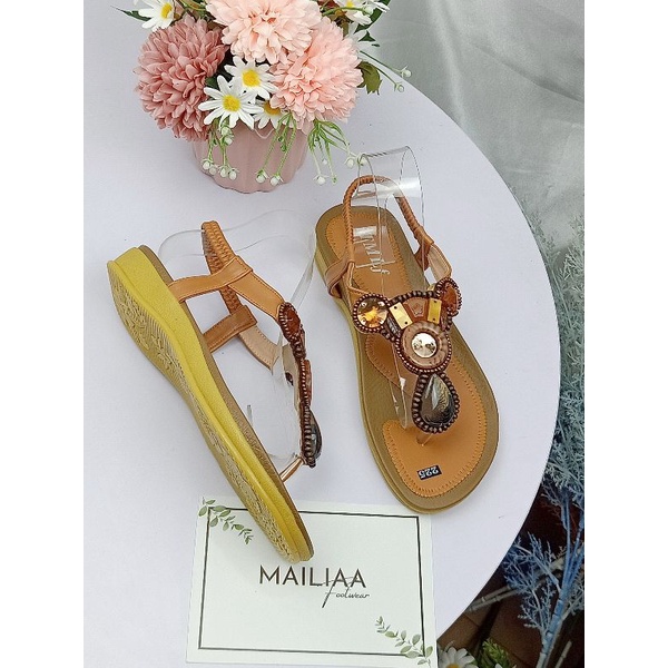 Sandal xỏ ngón MAILIAA 003 quai kẹp đính đá thổ cẩm