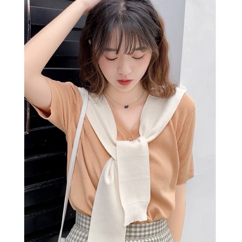 Khăn len thuỷ thủ mix áo, váy Ulzzang style  Hàng Quảng Châu