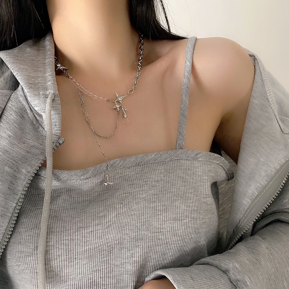 Dây chuyền chuỗi xích mặt thánh giá đính đá lấp lánh thời trang sang trọng 19A1293