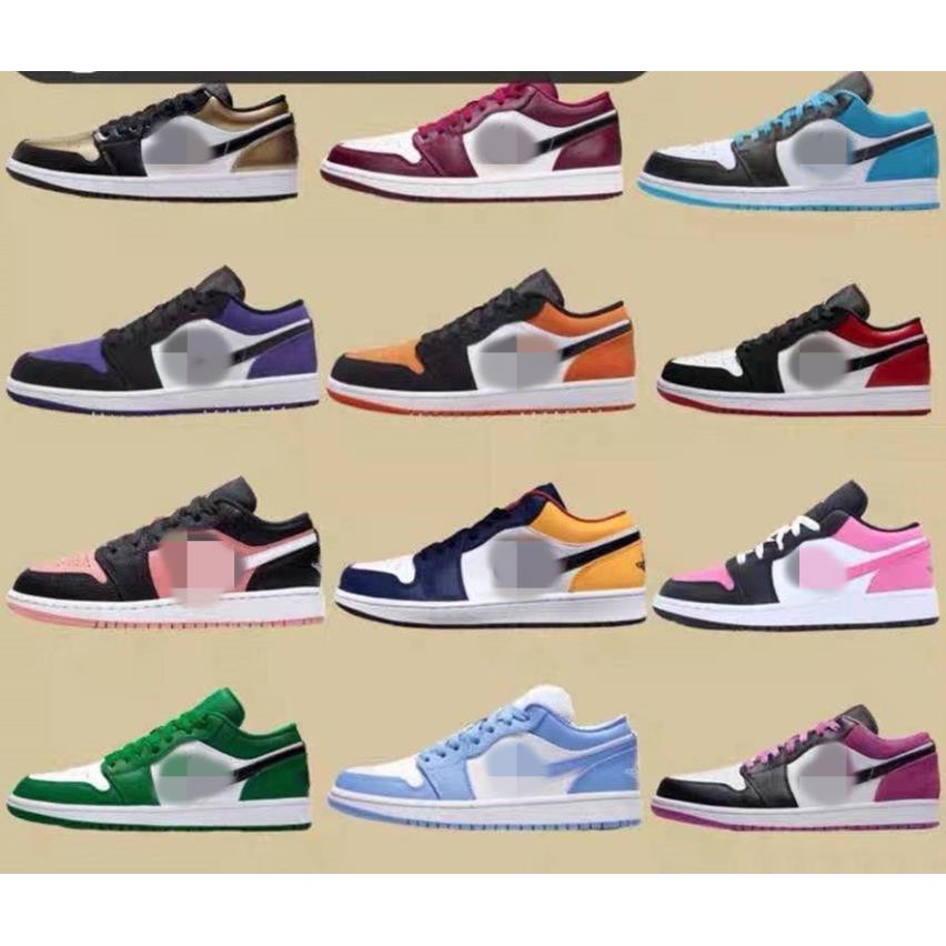 👟👟Giày Sneaker  Nike Air Jordan 1 CỔ THẤP ĐỦ Màu Cho Nam Nữ CHUẨN DA NHĂN