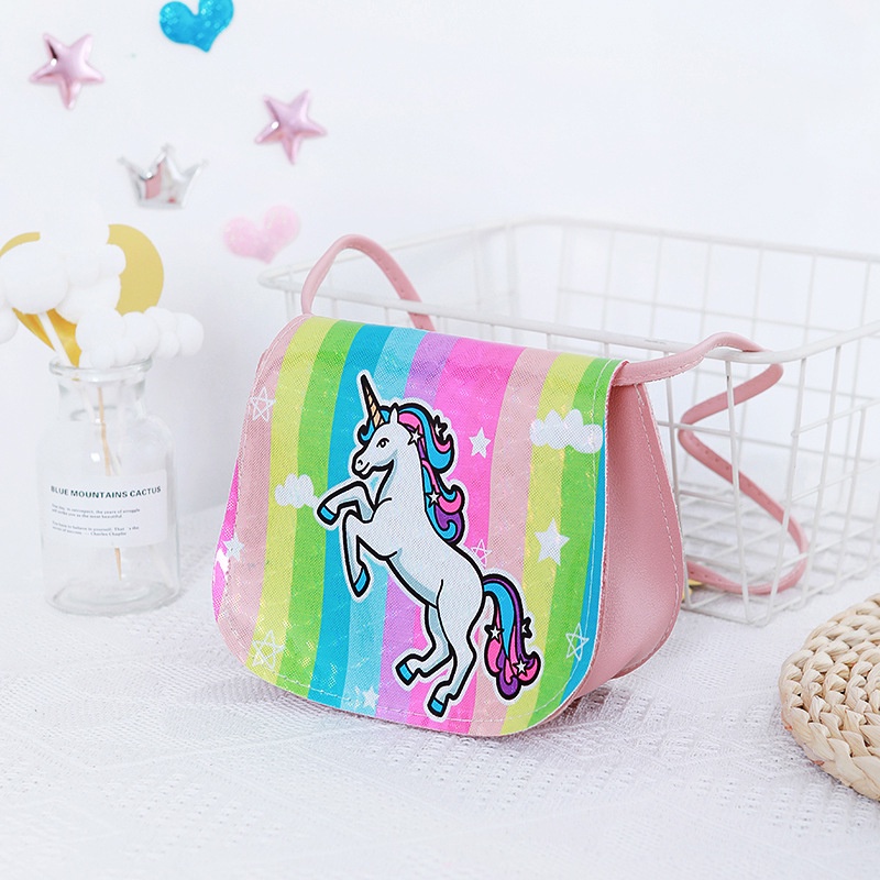 Túi Đeo Chéo Da PU Hình Kỳ Lân Xinh Xắn Cho Bé Gái